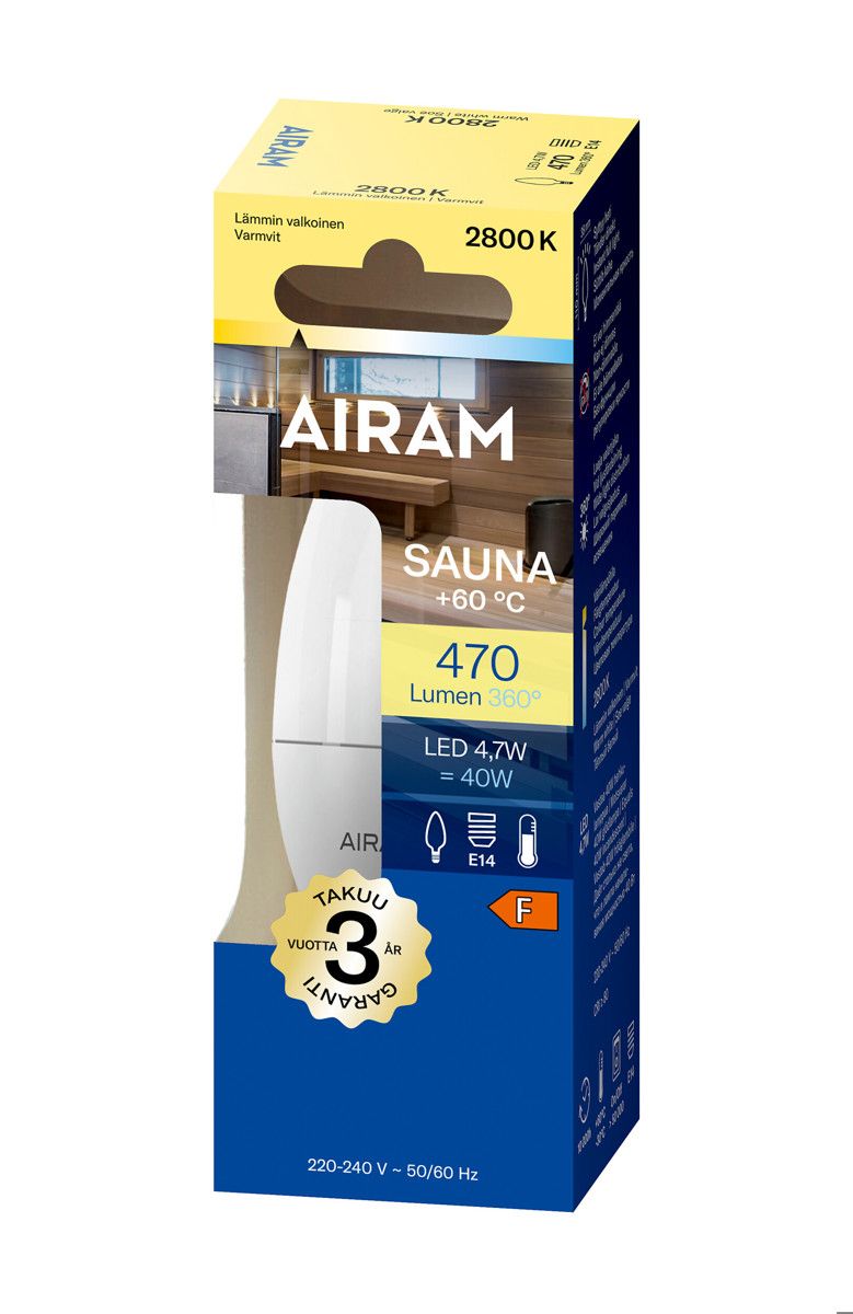 Airam Sauna Led E14 470 lm/2700k Kynttilä
