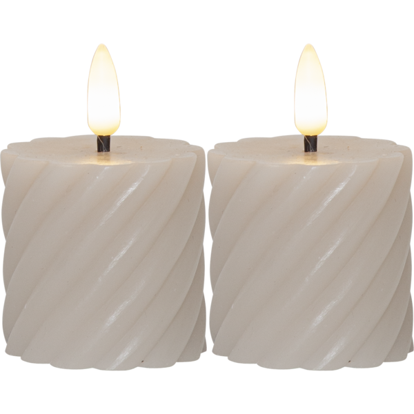 Flamme Swirl LED-kynttilä 2pack Beige