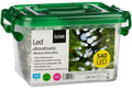 Led ulkovalosarja 1200-os Kartano kirkas johto Pakattu muovirasiaan. 1200kpl lamminvalkoista ledia, ledivali 10cm. Muuntaja