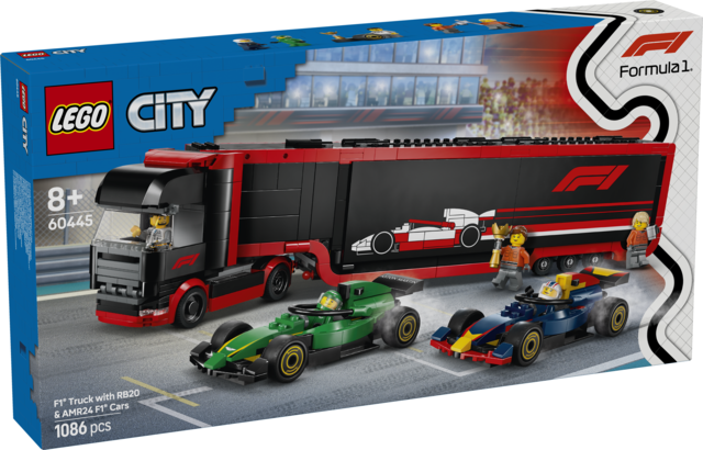 LEGO F1®-rekka ja F1®-autot RB20 ja AMR24 60445