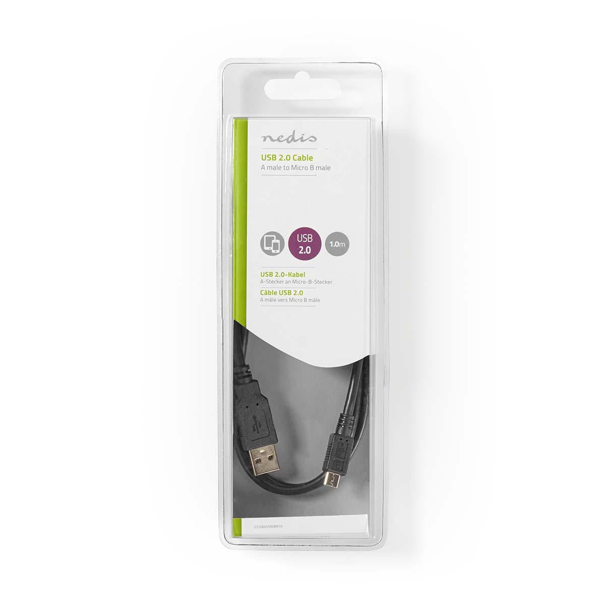 Nedis micro-USB 2M musta Tama kaapeli sopii laitteen liittamiseen tietokoneeseen.