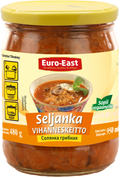Euro-East seljankakeitto sienilla 480g Seljanka on perinteinen venalainen valkokaalista, suolatuista siitakesienista ja