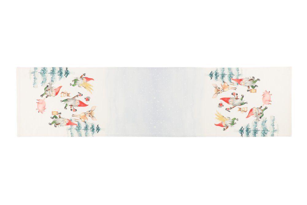 Winteria Kaitaliina Nisse 34x140cm Kaitaliina printatulla joulukuosilla. Toinen puoli yksivarinen. Koko 35 x 140 cm.