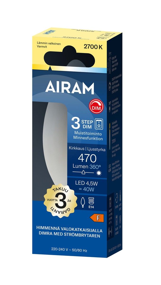 A. Led Opal kynttilä E14 470 lm/2700k 3-st.dim