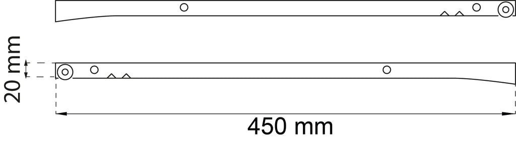 Laatikonliuku 230 450 mm valkoinen
