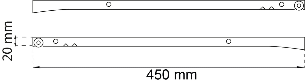 Laatikonliuku 230 450 mm valkoinen