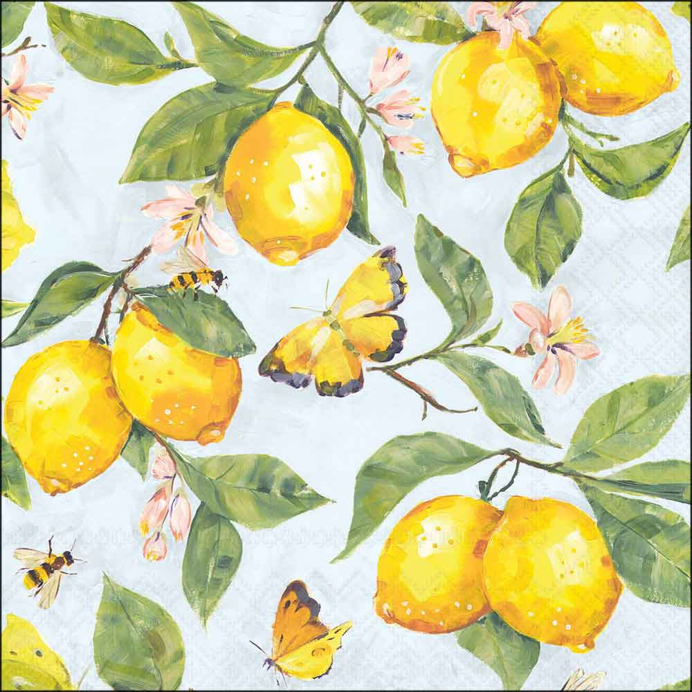 Ambiente Servetit 33 cm fresh lemons blue