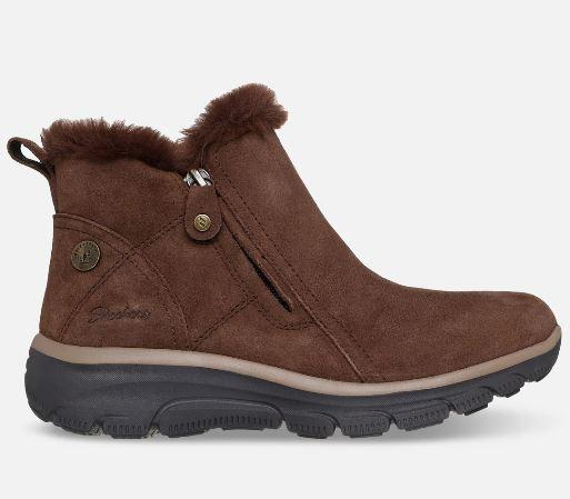 Skechers naisten Relaxed Fit: Easy Going - High Zip 2 - Waterproof - Ruskea Pida itsesi lampimana koko kylman kauden ajan