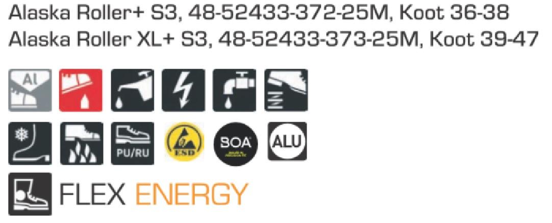 Alaska Roller XL+ S3 turvakengat BOA®-kiristysmekanismilla