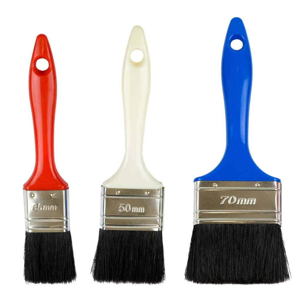 Pensselisettii 3-osainen 30, 50 ja 70 mm 1x 30mm, 1 x 50mm, 1 x 70mm. 100% lunoonharjasta