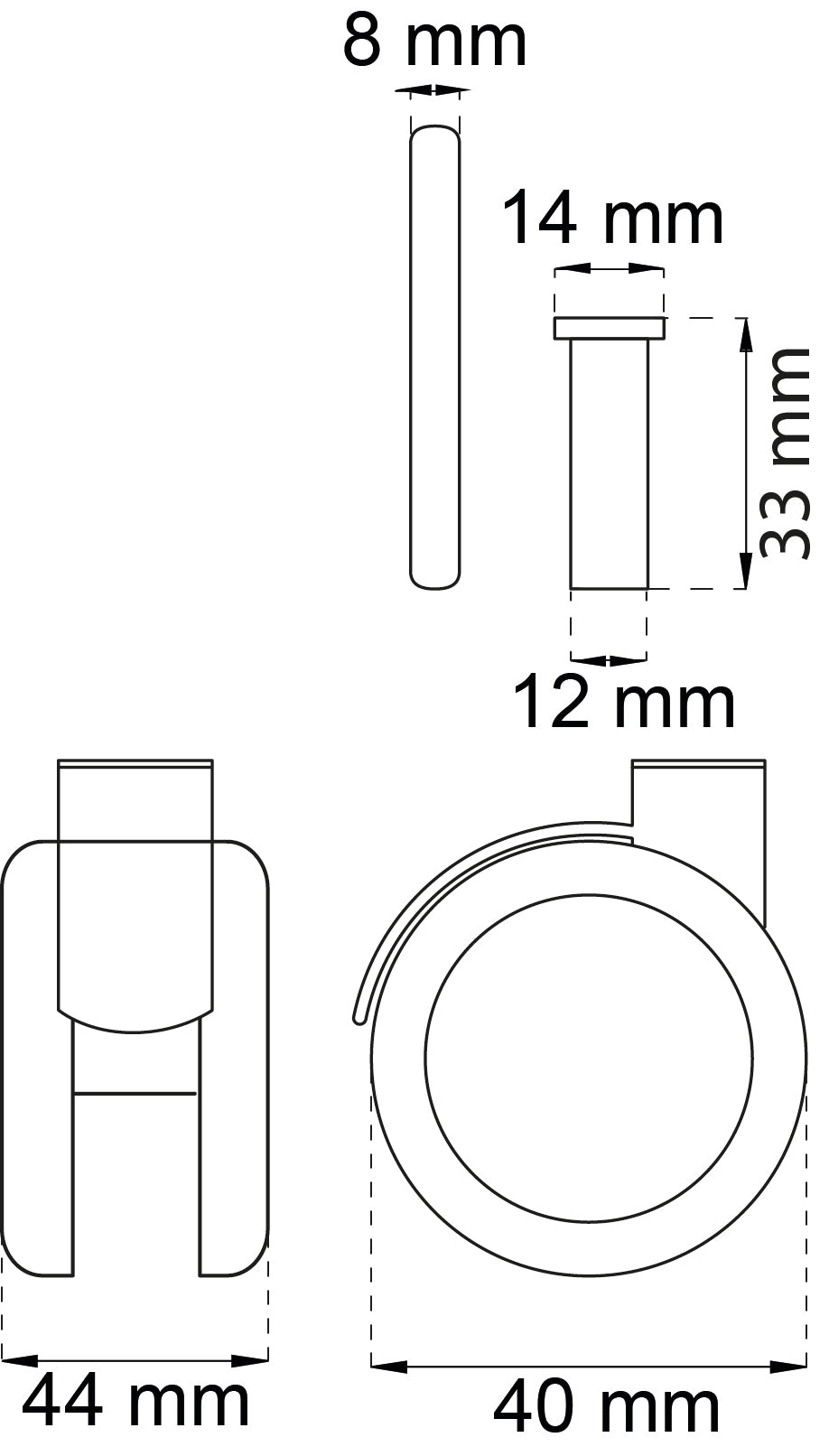 Kalustepyörä 1441 40 mm kiinn.tappi