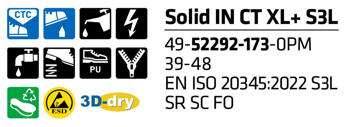 SIEVI TURVAJALKINE SOLID IN CT XL+ S3L Kevyt vuoriset varsikengat komposiittivarvassuojalla ja tekstiilinaulasuojalla.