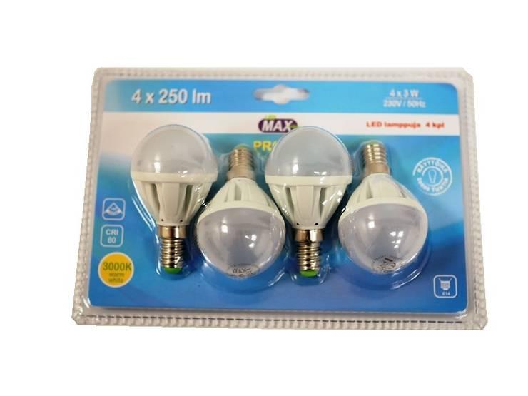 LED Max PROMO LED-pienkupulamppu 3W, E14, 250lm, 4kpl 3W, E14, 250lm, 4kpl