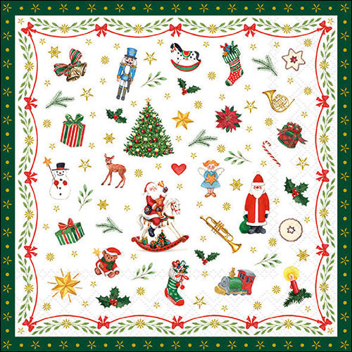 Ambiente Servetit 33 cm Ornaments All Over Green