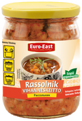 Euro-East Rassolnikkeitto perunalla ja suolakurkulla 480 g Rassolnik (Рассольник) on hieman hapan, perinteinen venalainen
