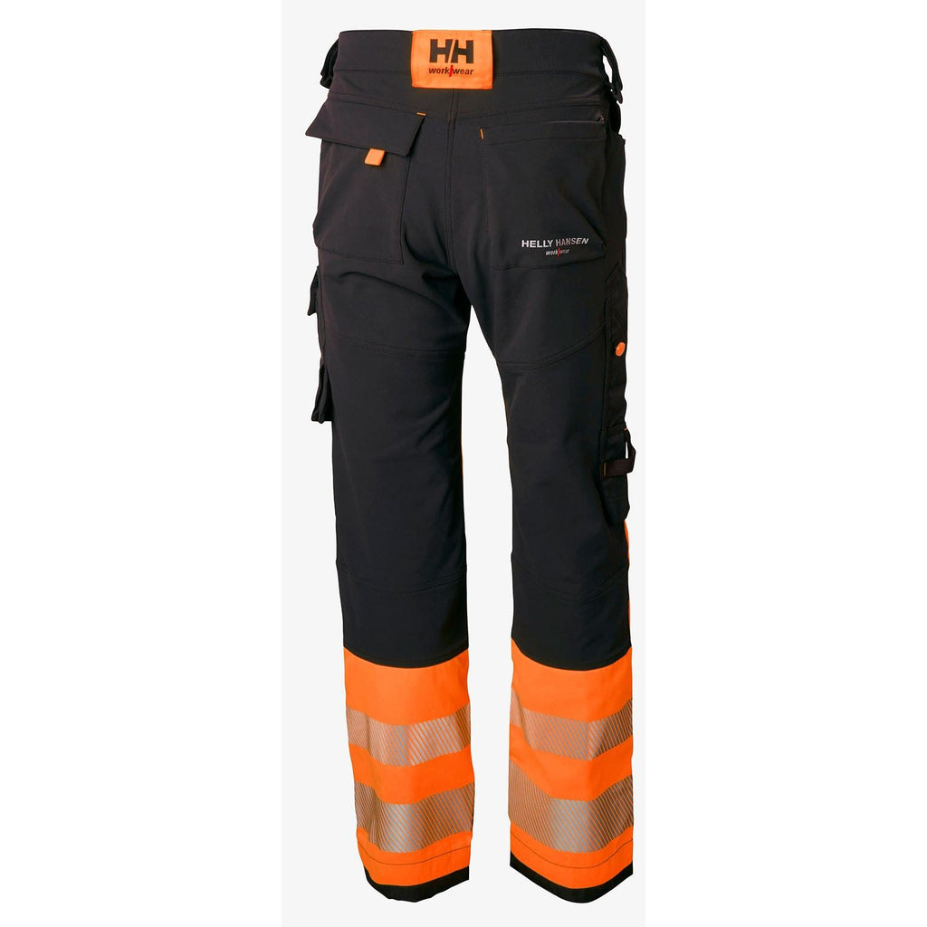 Helly Hansen Work Wear Icu Huomio Riipputaskuhousut 1 Lk. Otanssi/harmaa Kestava neljaan suuntaan joustava kangas nayttaa ja
