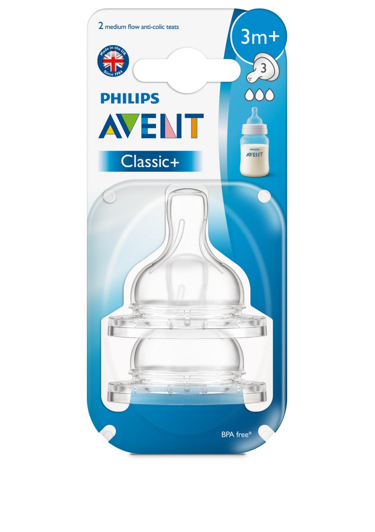 Avent Classic Pullotutti normaali virtaus, 2kpl, 3+kk Philipsin koliikkia ehkaiseva tutti on suunniteltu keskeytyksettomaan