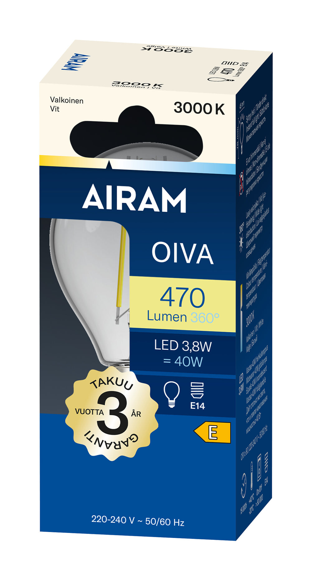 Airam Led E14 470 lm/3000k Filamentti