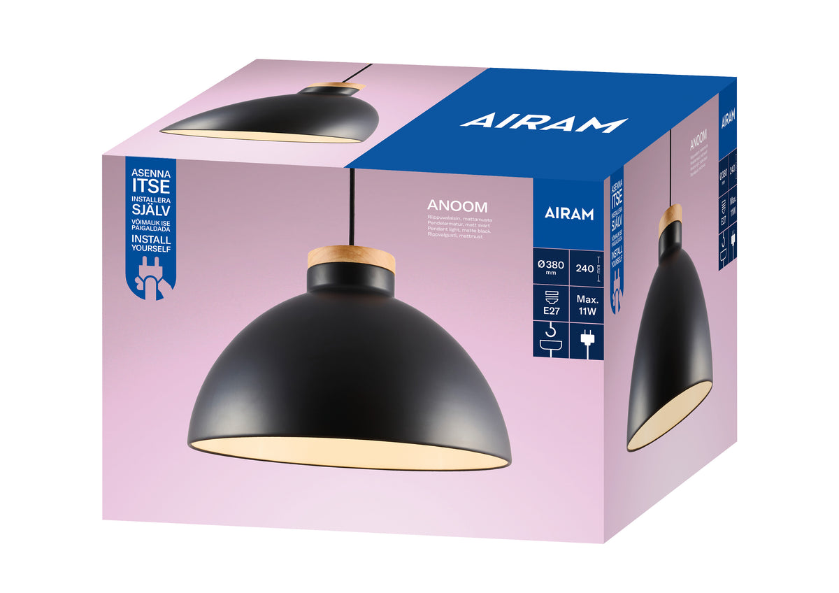 Airam Anoom Riippuval. 38 cm Musta