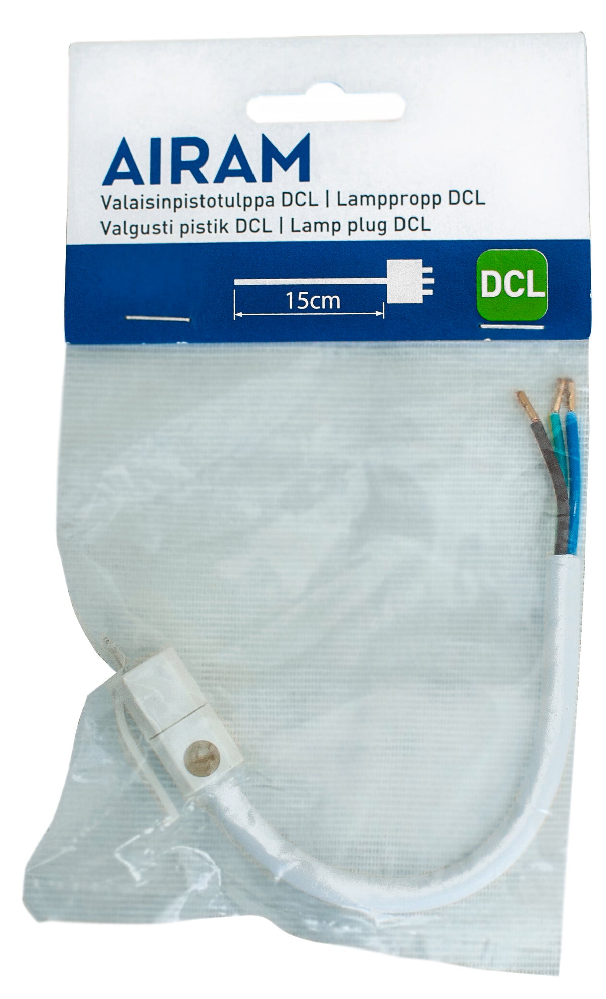 Airam dcl Valaisinpistotulppa+ Johto 15 cm