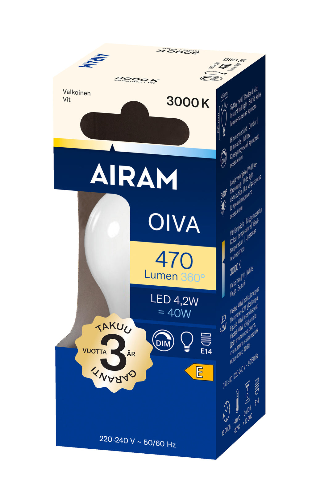 Airam Oiva Led E14 470 lm/3000k dim