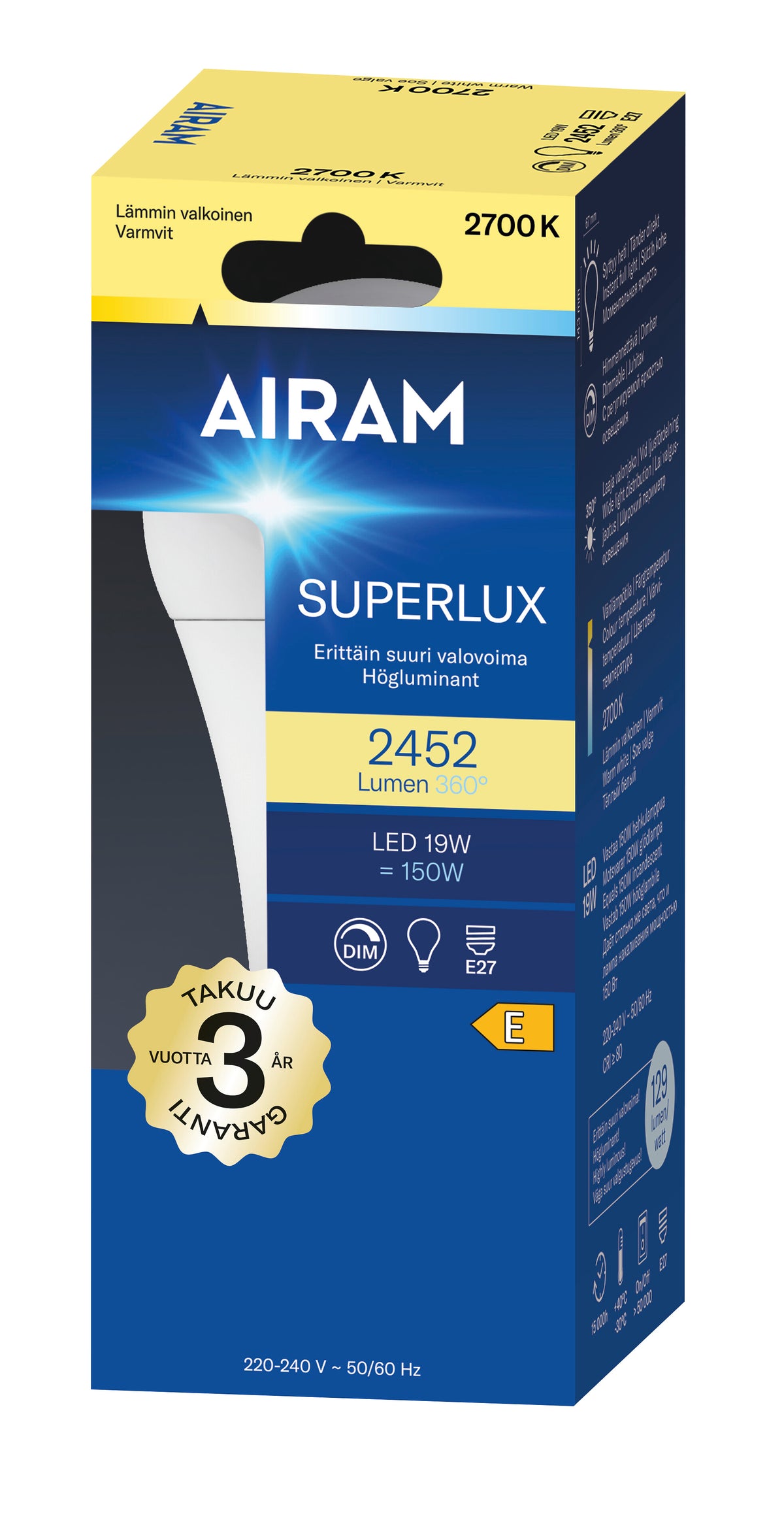 Airam Led Superlux E27 2452 lm/2700k (dim)