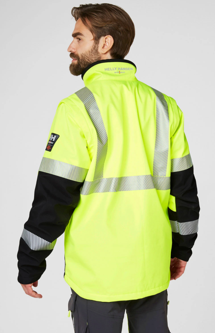 Helly Hansen Work Wear Icu Huomio Softshell Kuoritakki keltainen ICU softshell-takki on monipuolinen irrotettavine