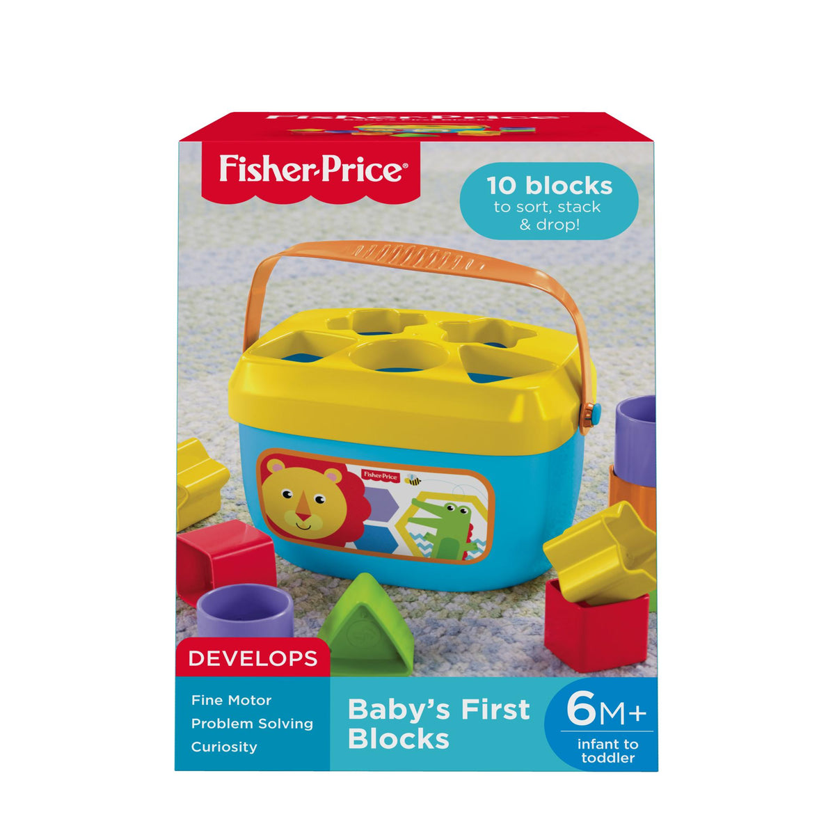 Fisher-Price Baby's First Blocks Iloisen varikkaat ja hauskan muotoiset palikat opettavat lapselle vareja ja muotoja.