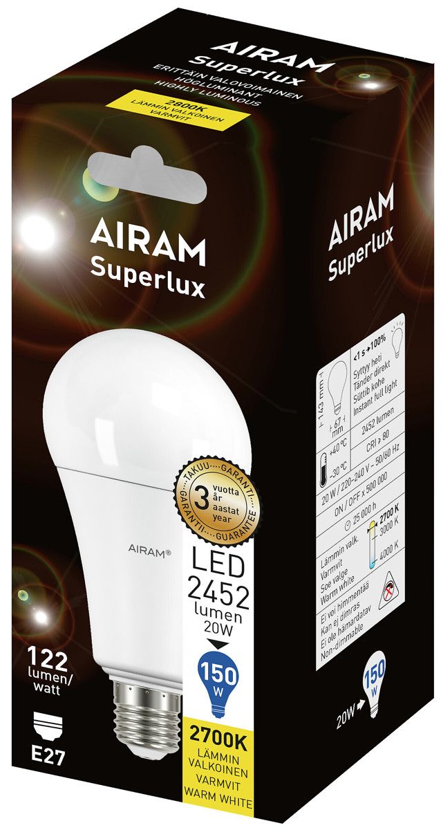 Airam LED-Superlux E27 2700k 2452 lm