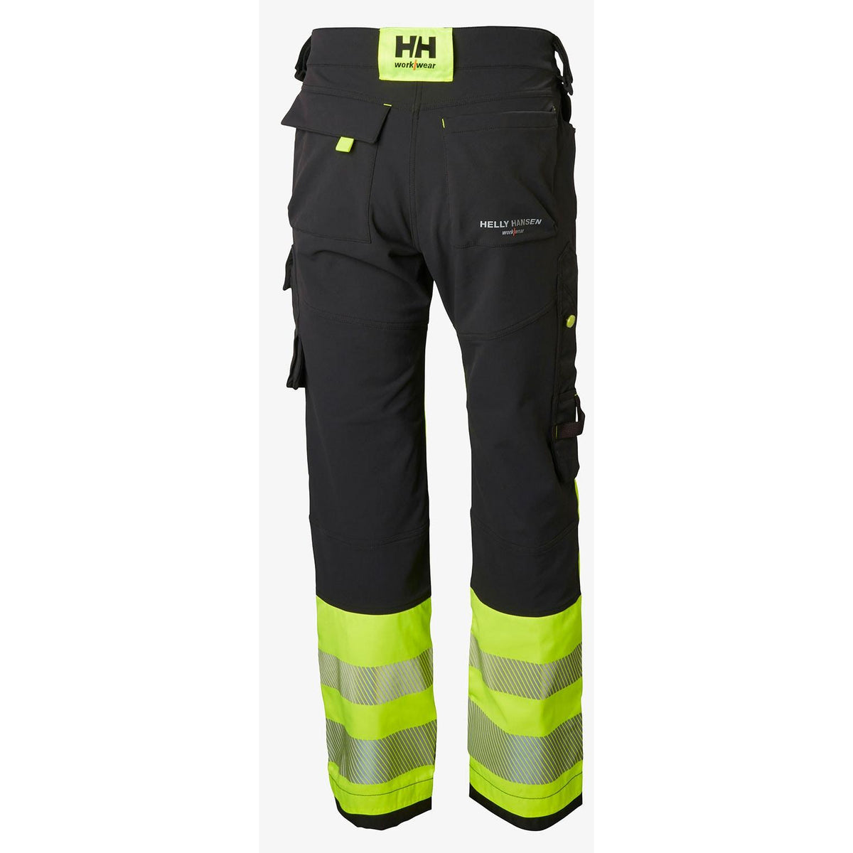 Helly Hansen Work Wear Icu Huomio Riipputaskuhousut 1 Lk. keltainen/harmaa Kestava neljaan suuntaan joustava kangas nayttaa