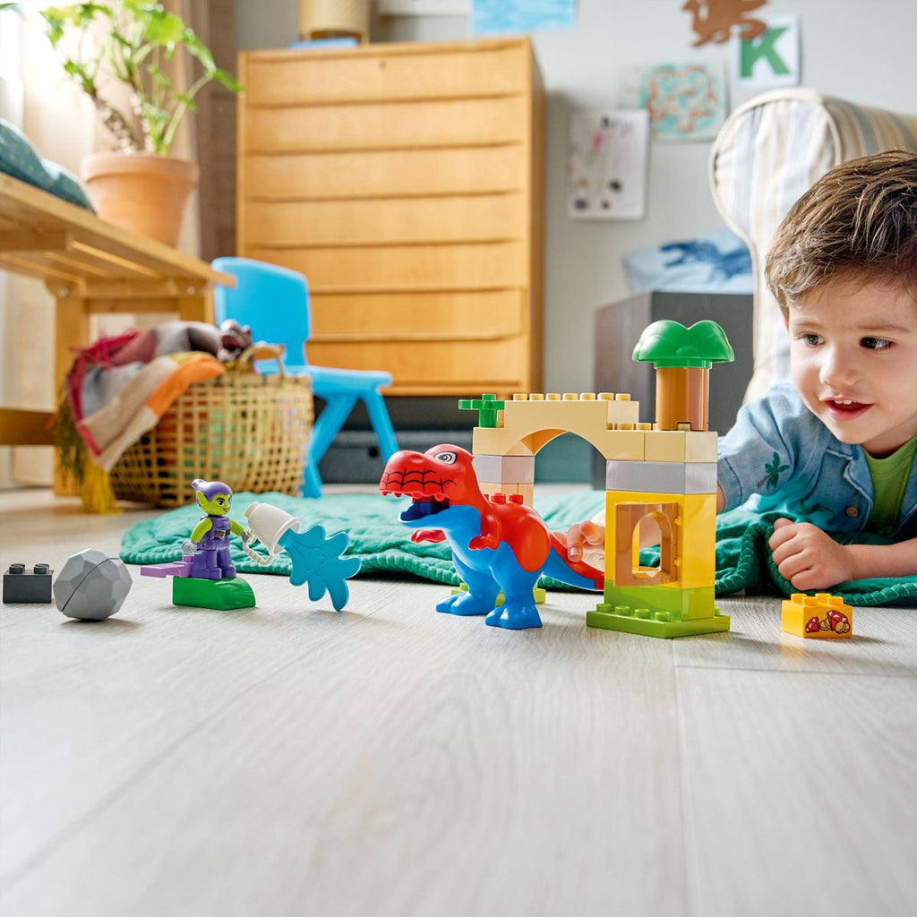 Lego Spidey-Rex-dinosaurus vs. Green Goblin