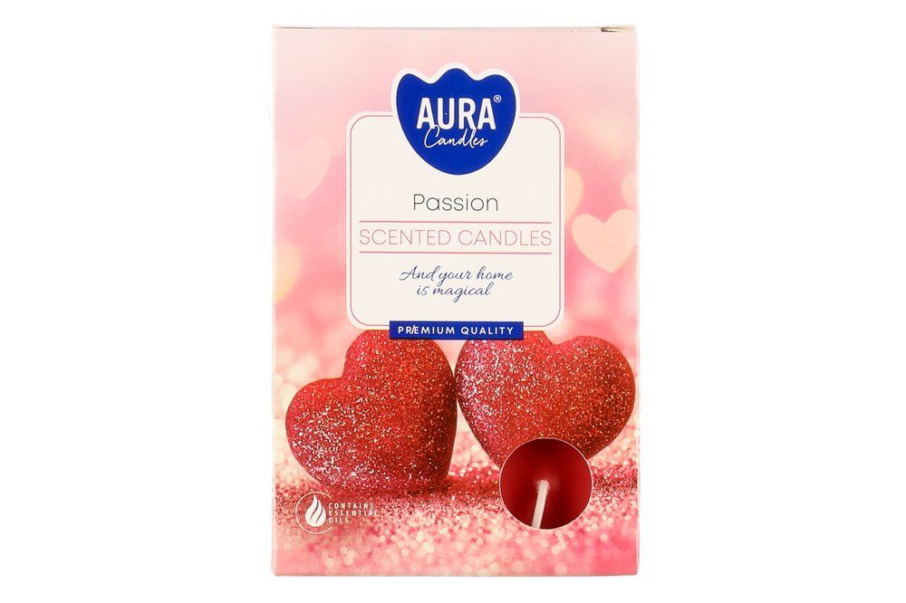 Aura tuoksulämpökynttilä 6 kpl/pkt passion