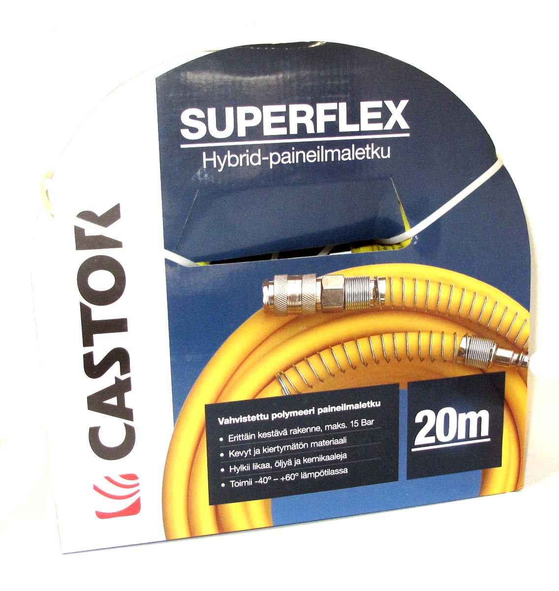 Castor Flex Paineilmaletku 20m Pehmea paineilmaletku(sama kuin Finnbulletin parempi RED malli, sama tehdas). Pituus 20m,