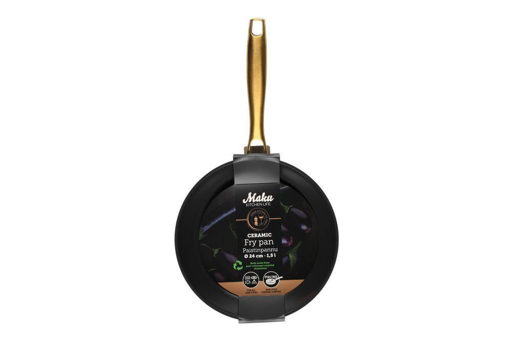Maku Eclipse Paistinpannu Musta 24cm 1,5l. Keraaminen tarttumaton Gerblon Pinnoite. Sopii kaikille liesityypeille.