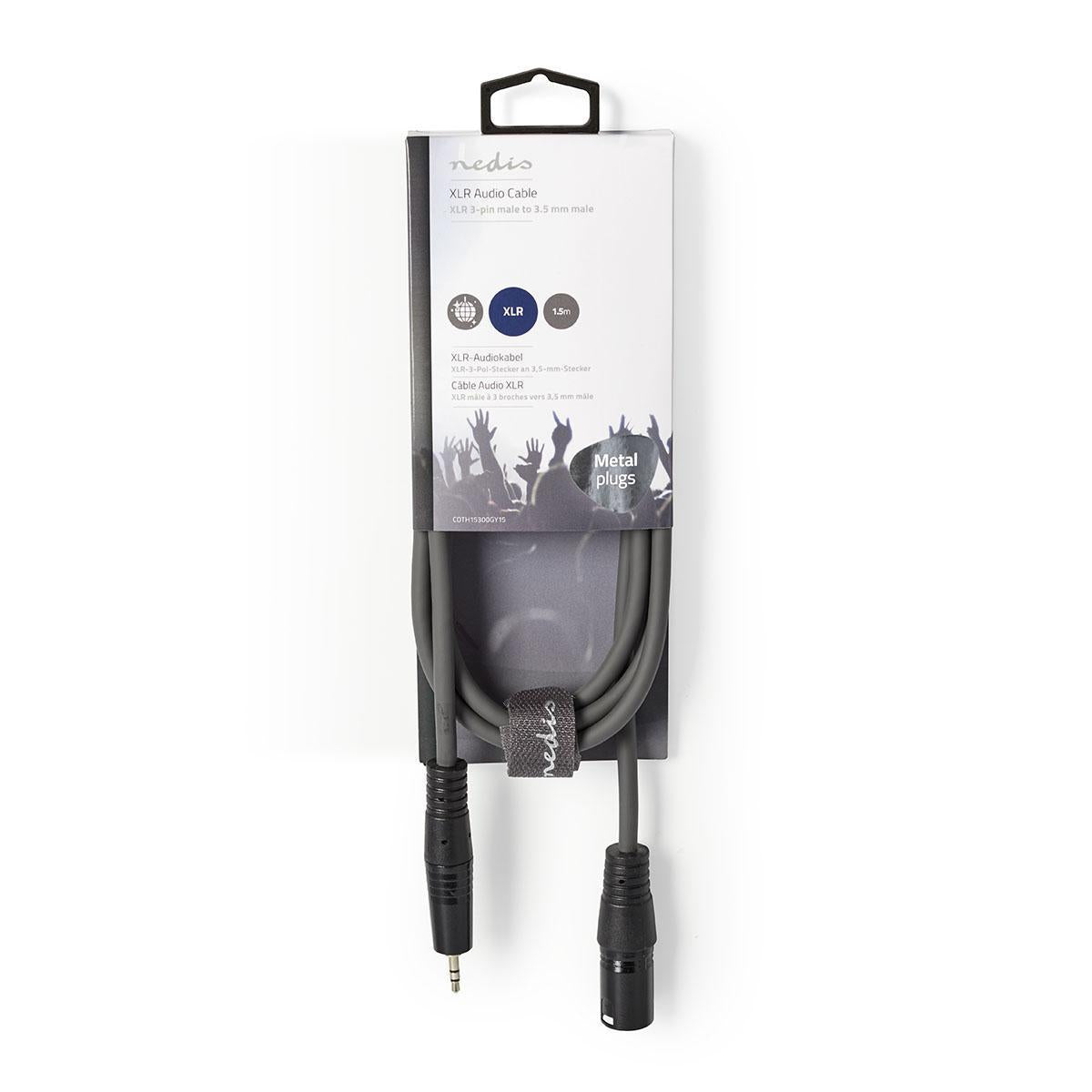 Nedis XLR-Audiokaapeli Uros – Uros, 3,5 mm 1,5M Kytke soittimia, mikrofoneja, vahvistimia ja DJ-laitteita toisiinsa talla