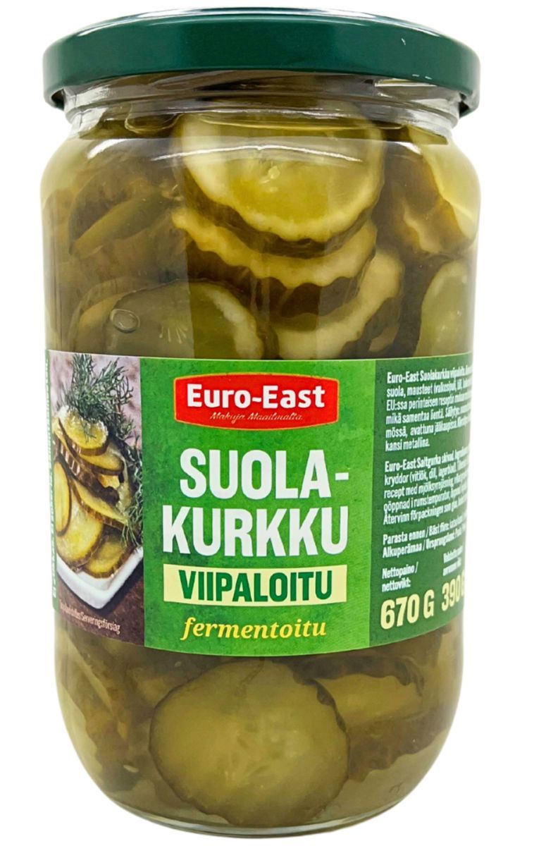 Euro-East Suolakurkku viipaloitu 670 g/ 390 g