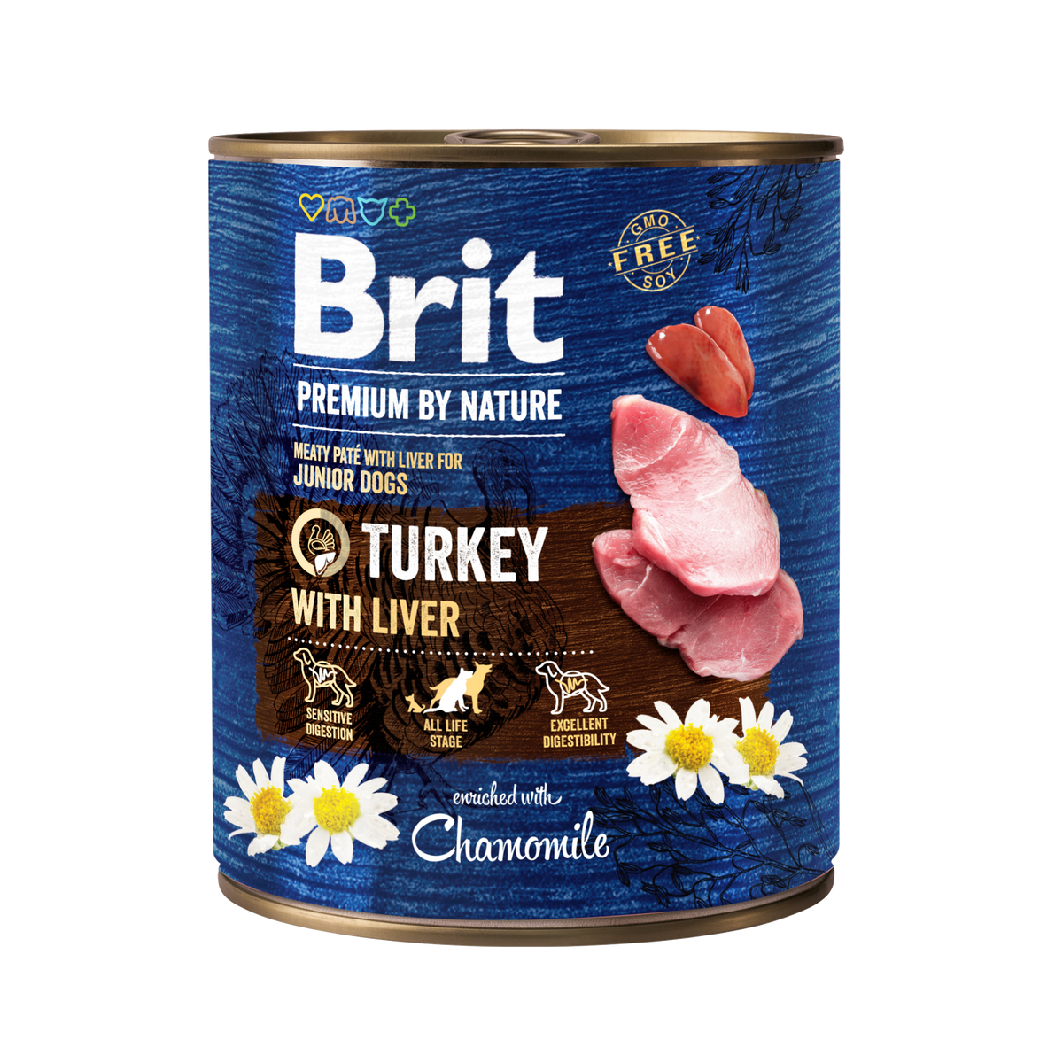 Brit Premium by Nature kalkkuna-maksa pennuille 800 g Kalkkunaa ja maksaa pateessa, taysravintoa koiranpennuille.