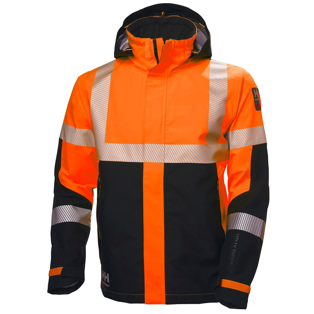 Helly Hansen Work Wear Icu Vedenpitava Huomio Kuoritakki Otanssi/harmaa ICU-kuoritakkimme antaa erinomaisen suojan