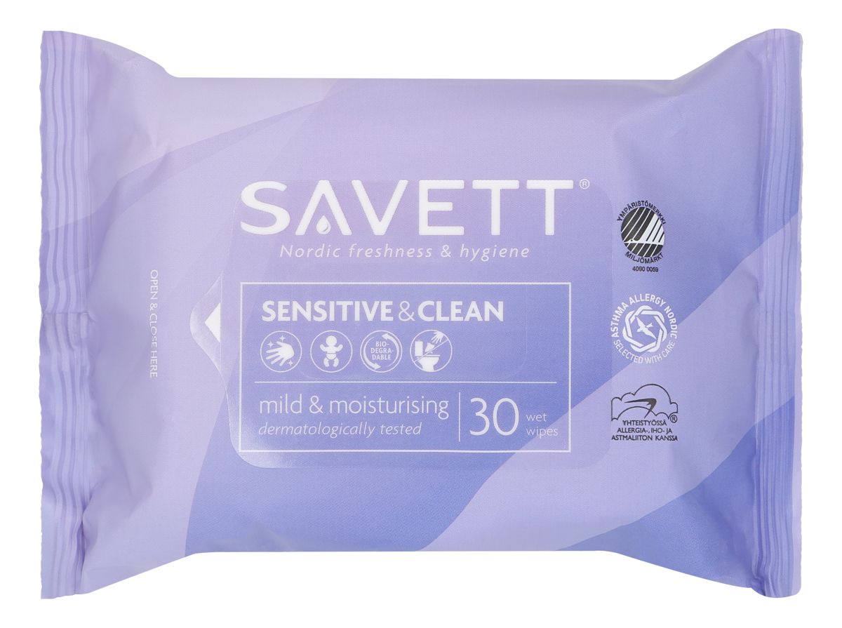 Savett Sensitive & Clean Kosteuspyyhe 30 kpl