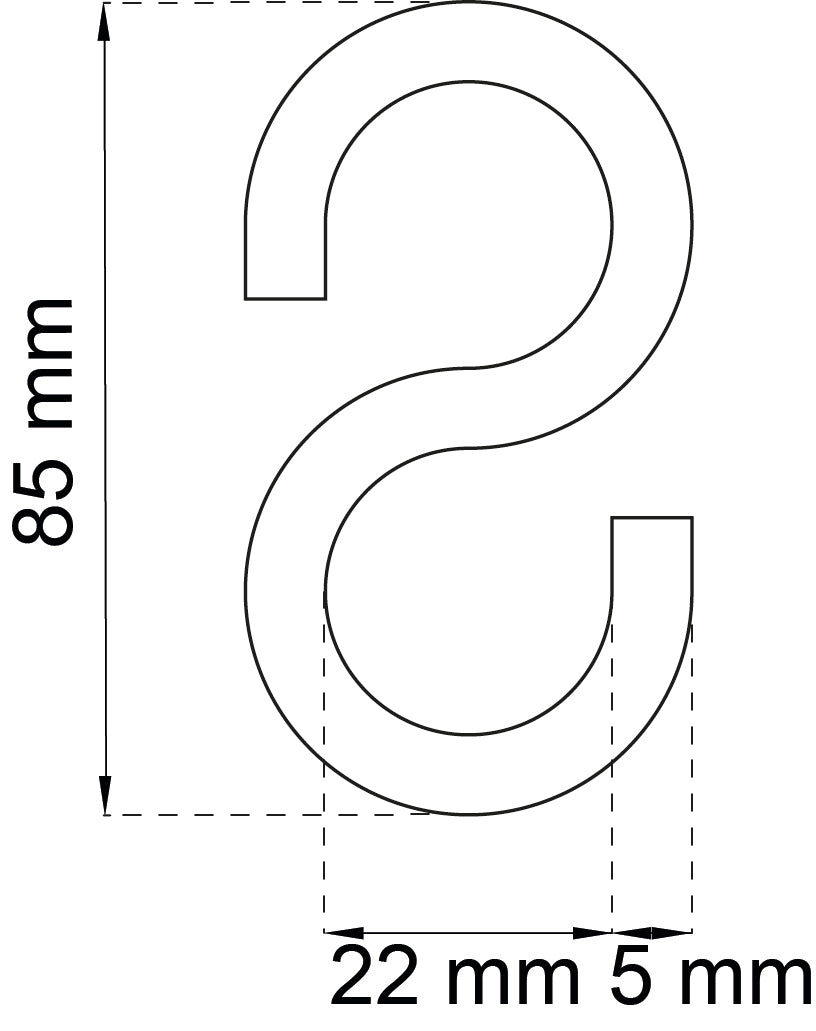 S-koukku 106 85 mm valk teräs IP