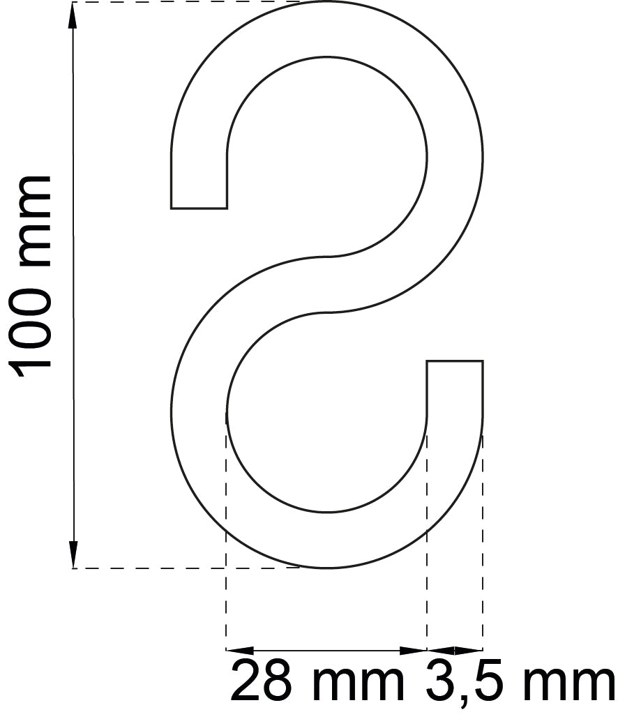 S-koukku 106 100 mm kromi teräs IP