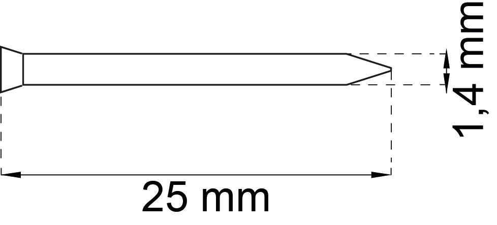Listanaula pisara 1,4X25 50 kpl kelt