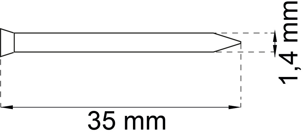Listanaula pisara 1,4X35 50 kpl kelt