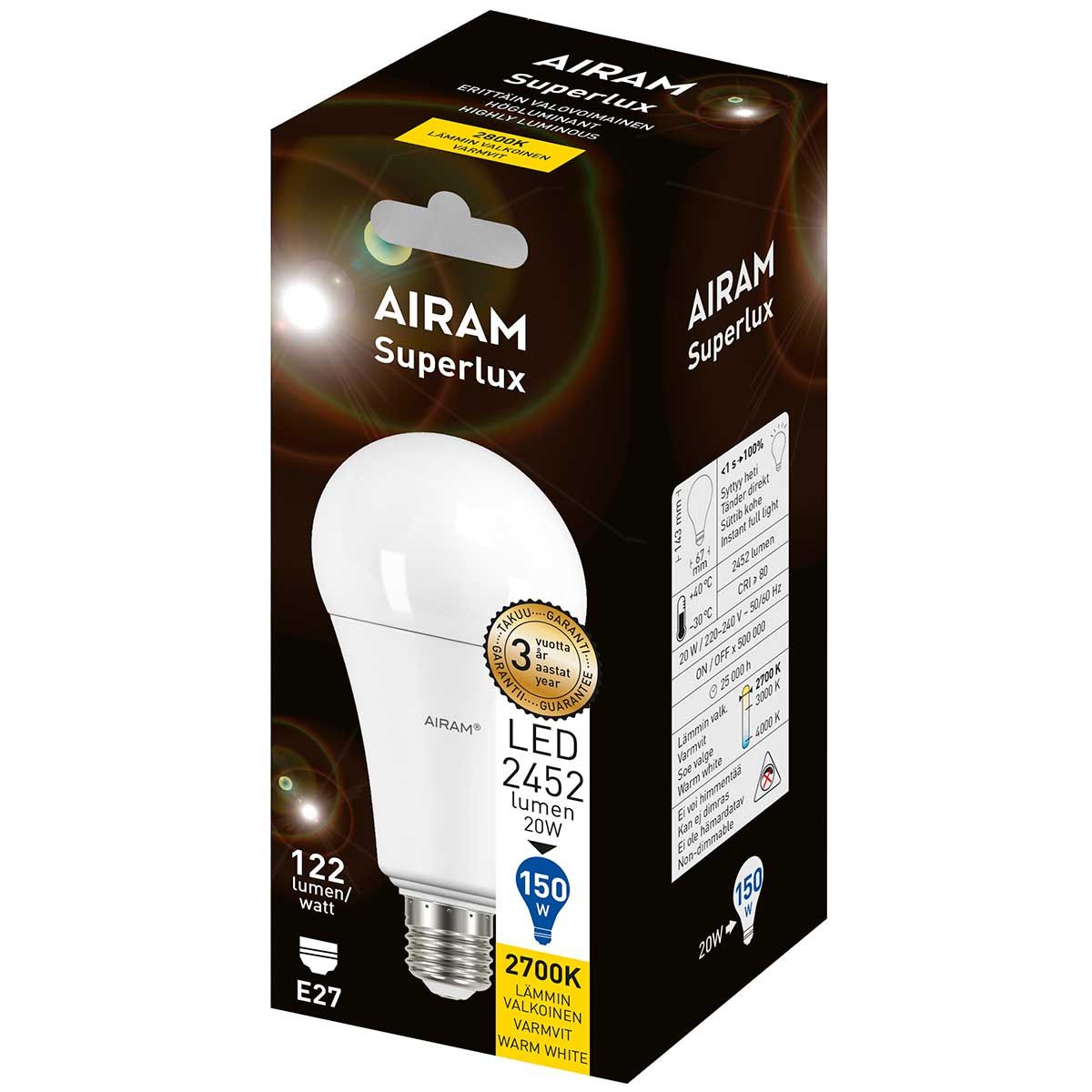Airam LED-Superlux E27 2700k 2452 lm