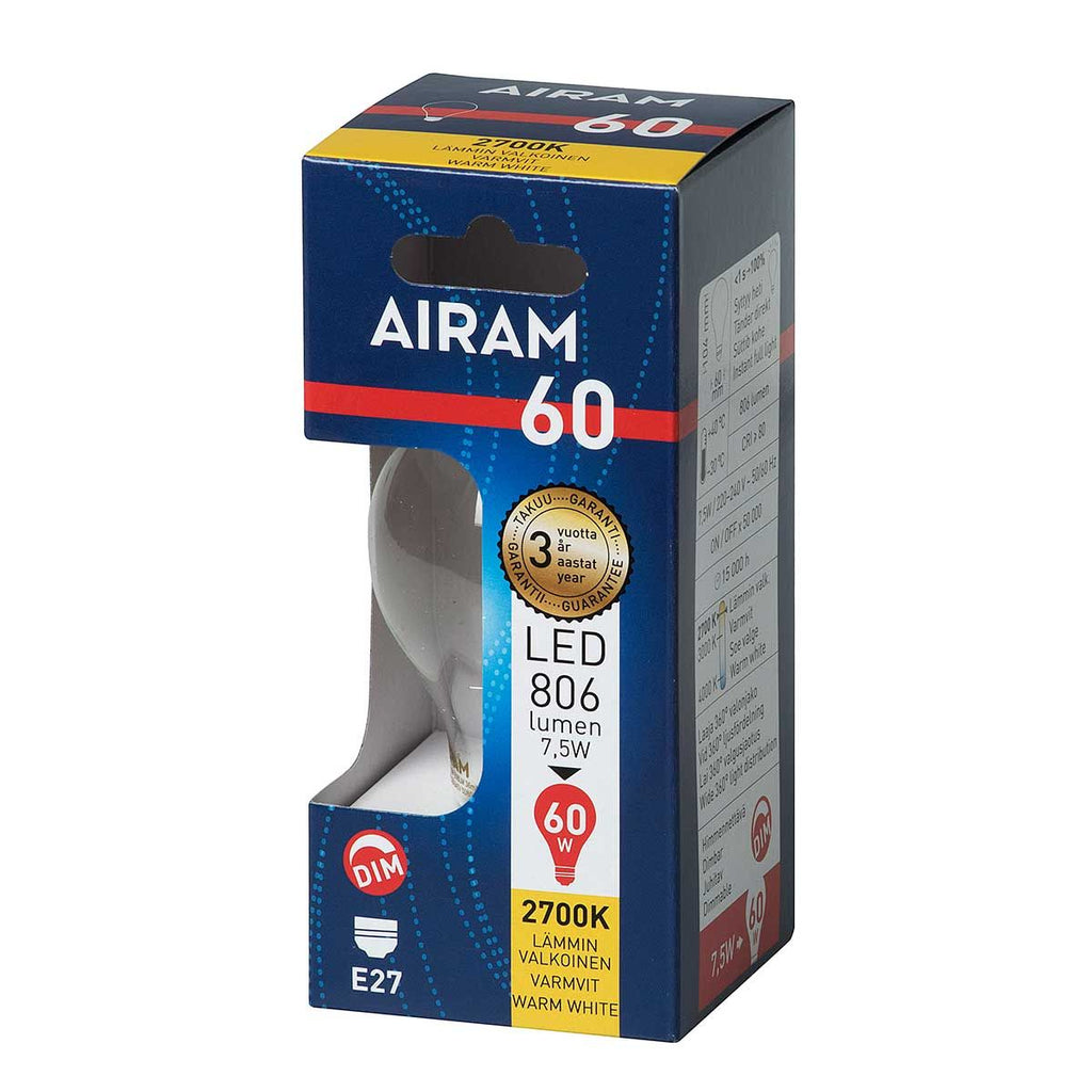 Airam Led E27 806 lm/2700k Fil. dim