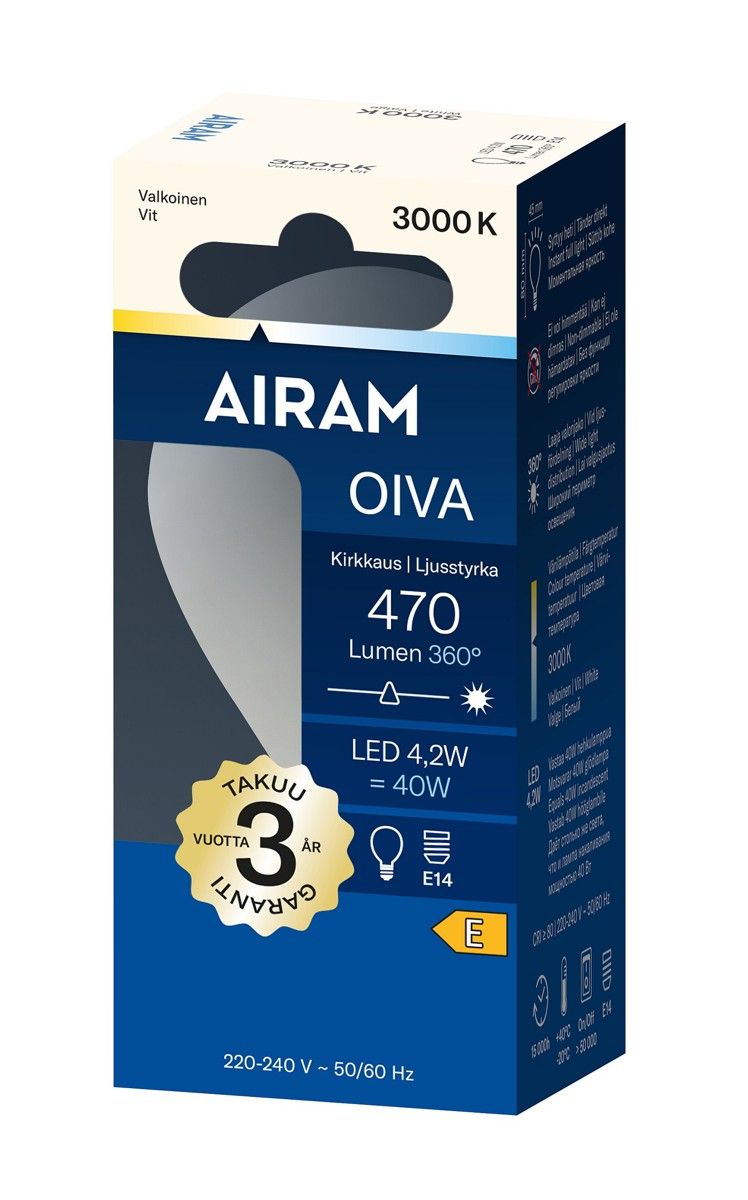 Airam Oiva Led E14 470 lm/3000k Opal
