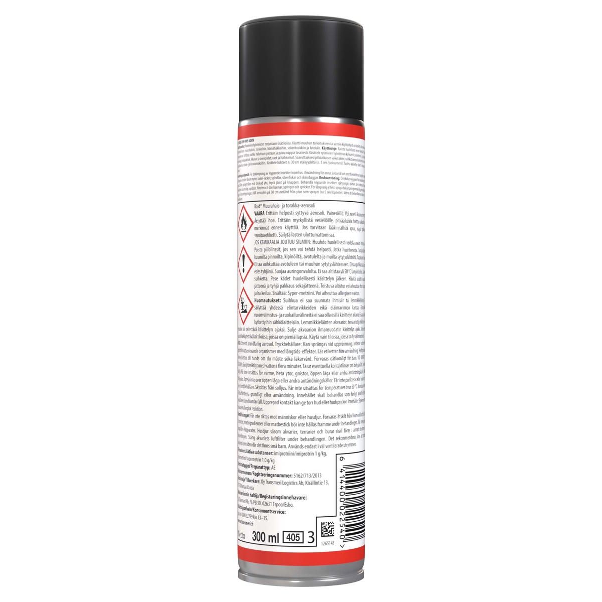 RAID muurahais- ja torakka aerosoli 300 ml