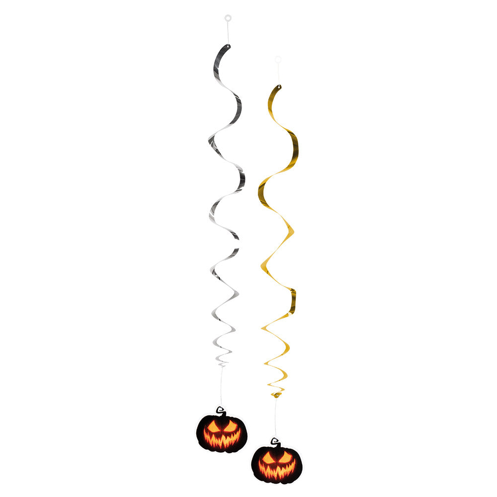 Set 2 Decoration swirls Creepy Pumpkin double sided 2 colours ass. (85 cm)