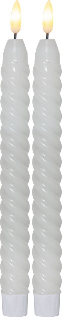 Flamme Swirl Led-Antiikkikynt. 2-Pack Valk. Toimivat yhteensa neljalla AAA-paristolla. 6h timer