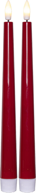 Flamme Candy -LED-antiikkikynttilät, punainen, 2 kpl